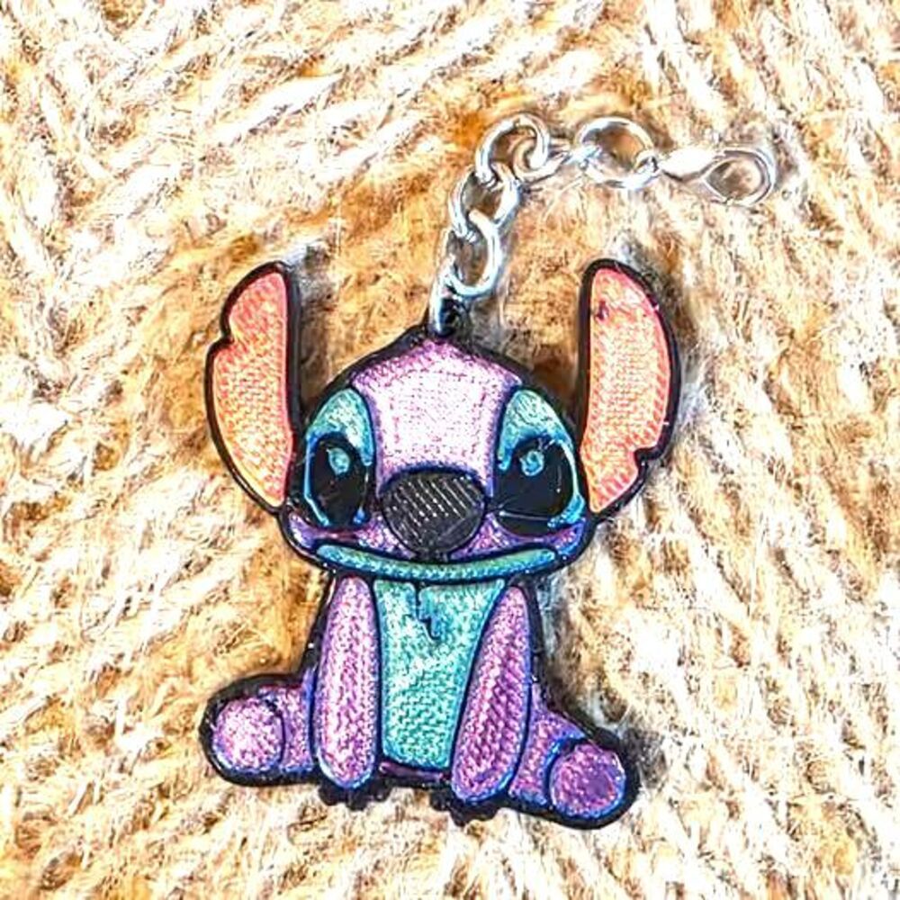 Handmade Disney Stitch Multi-Shifting Silk Tri-Color 3D Printed Keychain